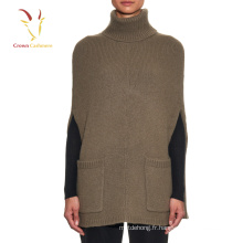 Poncho col roulé en cachemire tricoté vente chaude